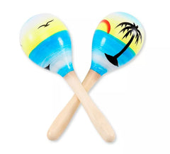 Pair of Tropical Sunset Wooden Maracas 20 cm