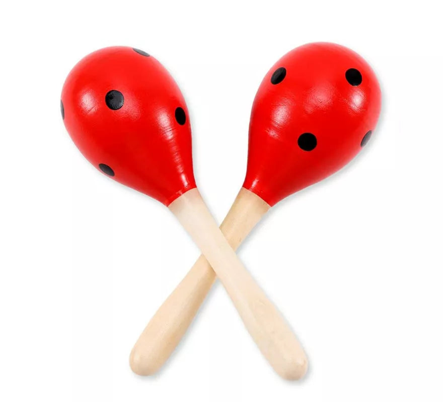Translation missing: en.Par de Maracas de madera con lunares de 20 cm