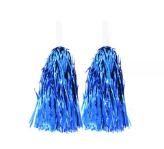Pair of Shiny Cheerleader Pom-Poms with Handle in assorted colours