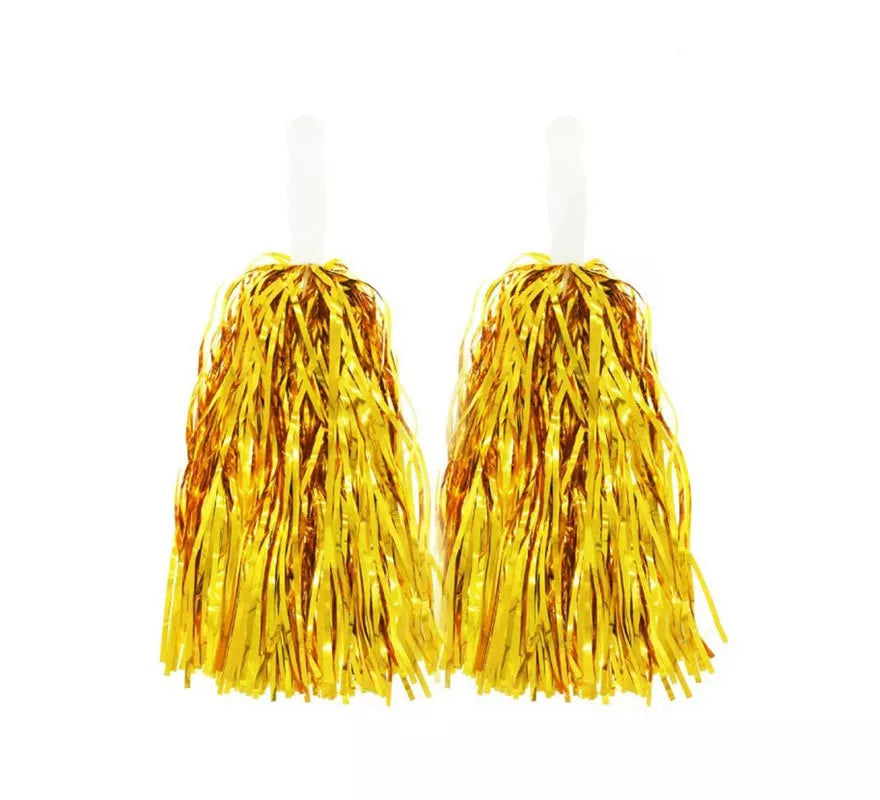 Par de Pompones Brillantes con Mango en varios colores