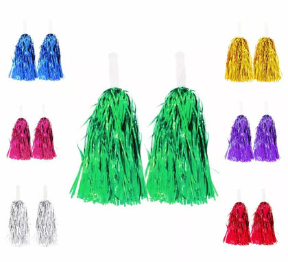 Par de Pompones Brillantes con Mango en varios colores