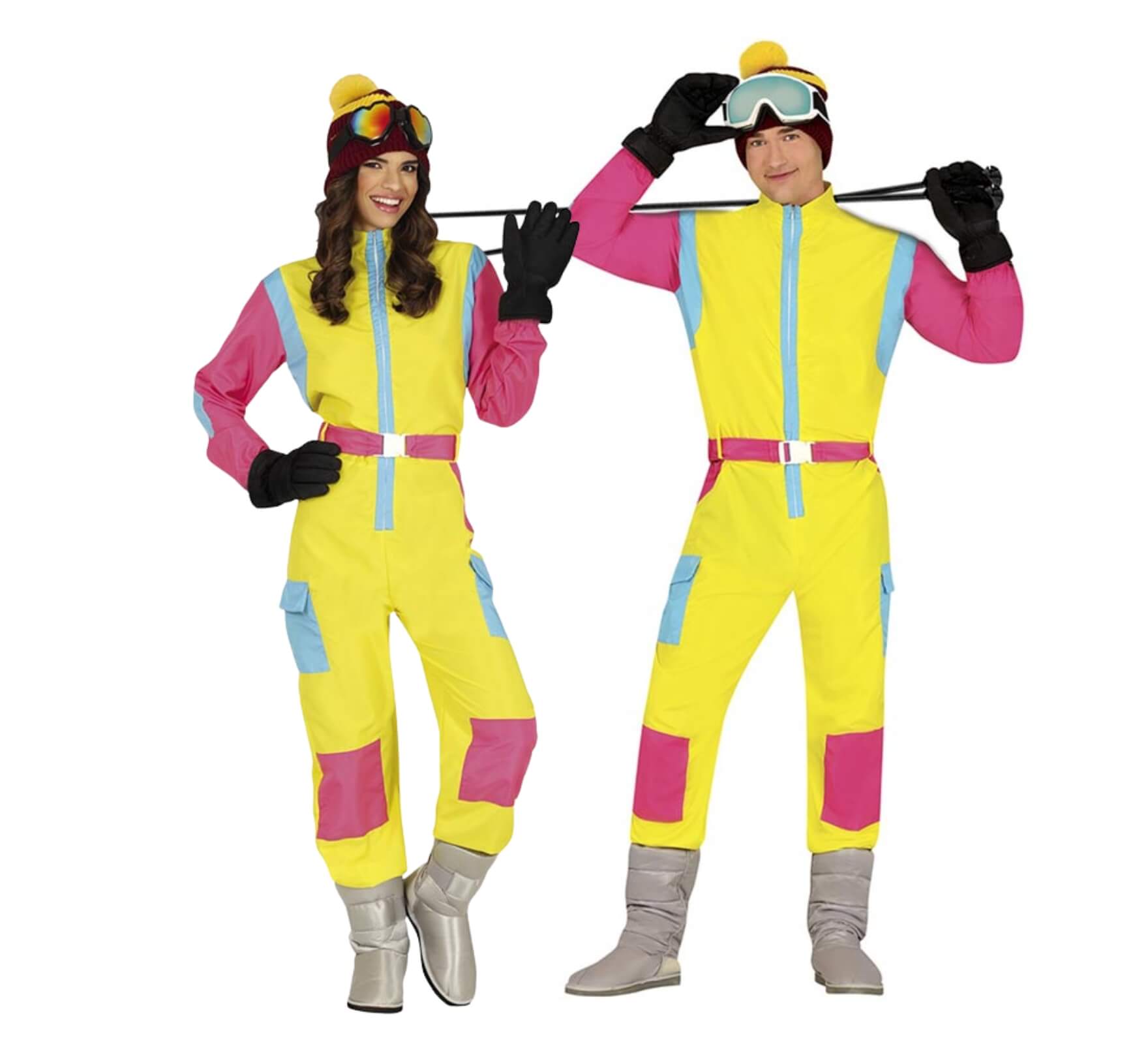 Yellow skier couple