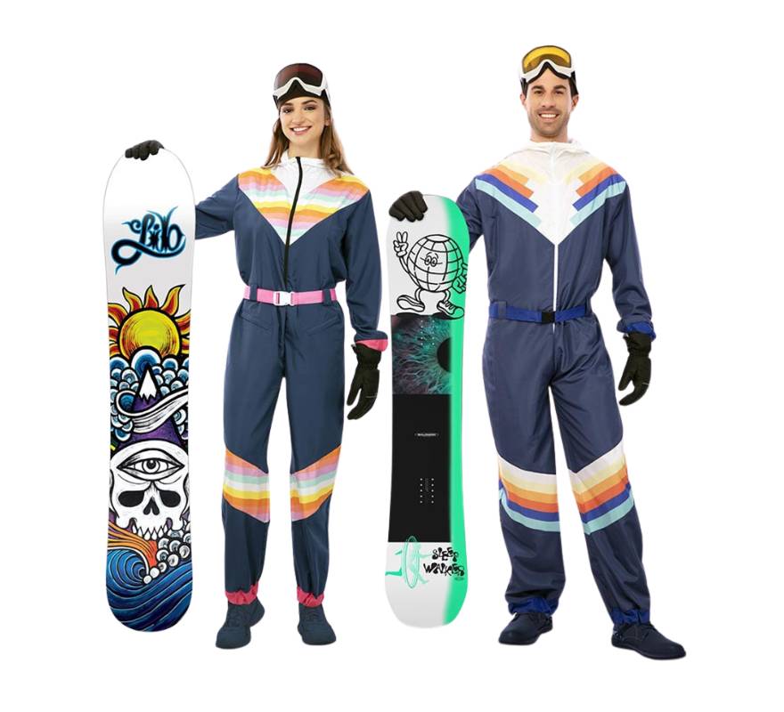 Blue skier couple