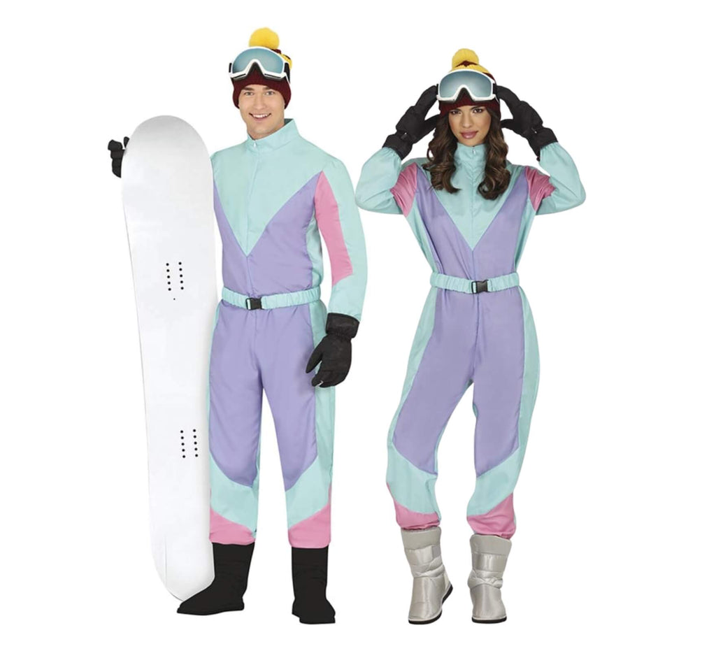 Blue skier couple
