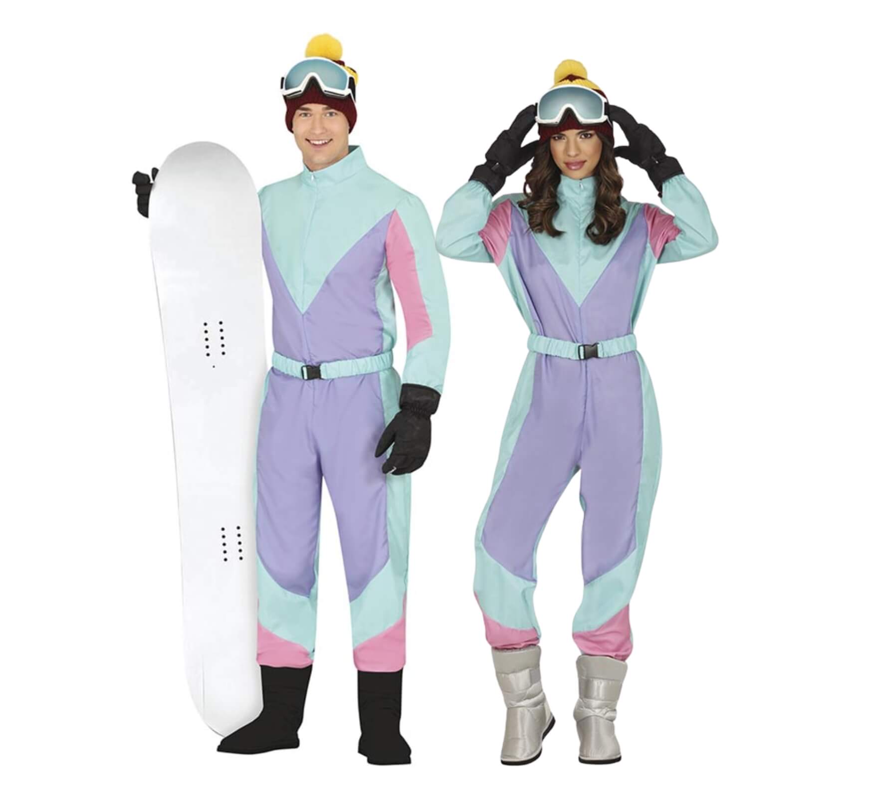 Blue skier couple