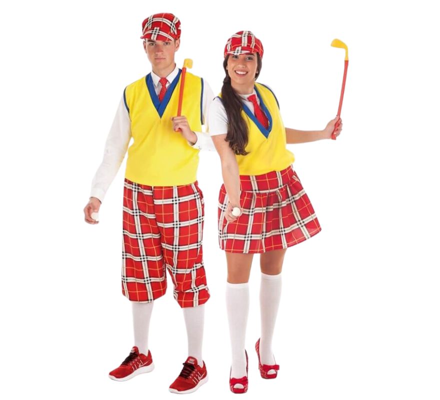 Couple of adult golf players