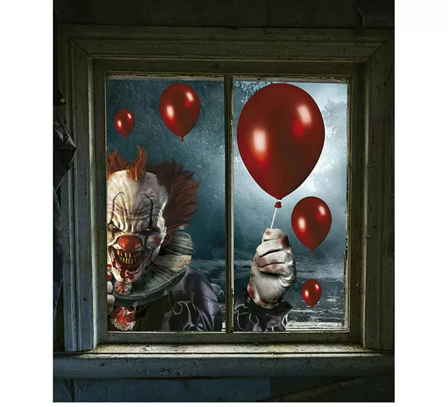Payaso en ventana hoja electroestática de 60x80 cm