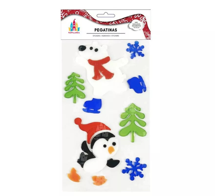 Translation missing: en.Pegatina con Gel Navidad Oso y pingüino de 15X25 cm