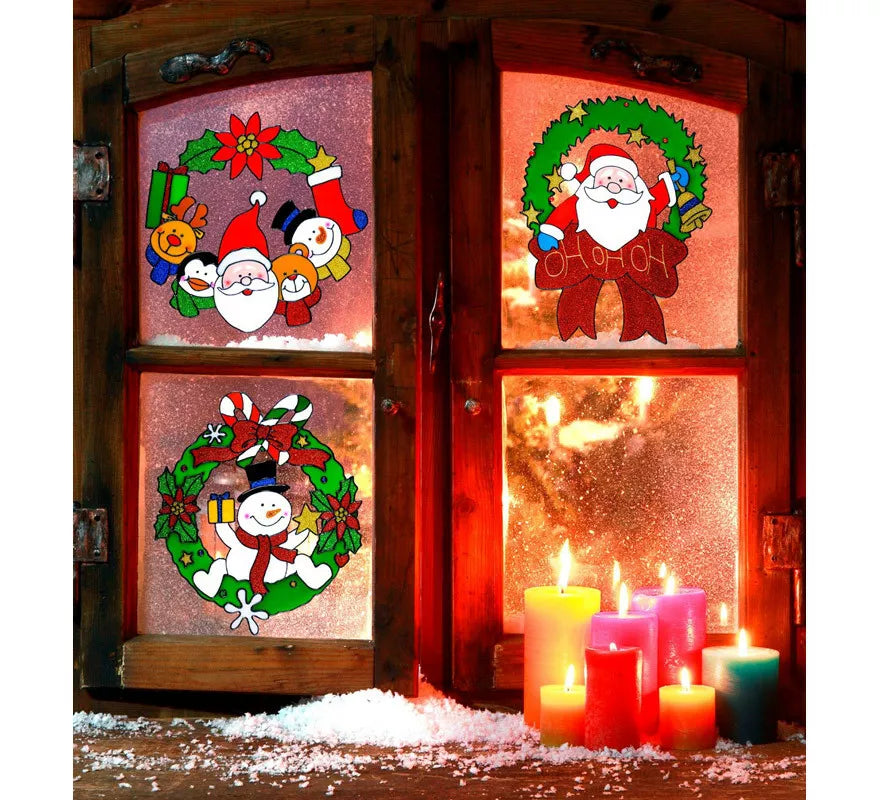 Translation missing: en.Pegatina Ventana Corona Navidad Surtida en 3 Modelos de 30 cm