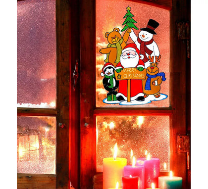 Pegatina Ventana Familia Papá Noel de 40 cm