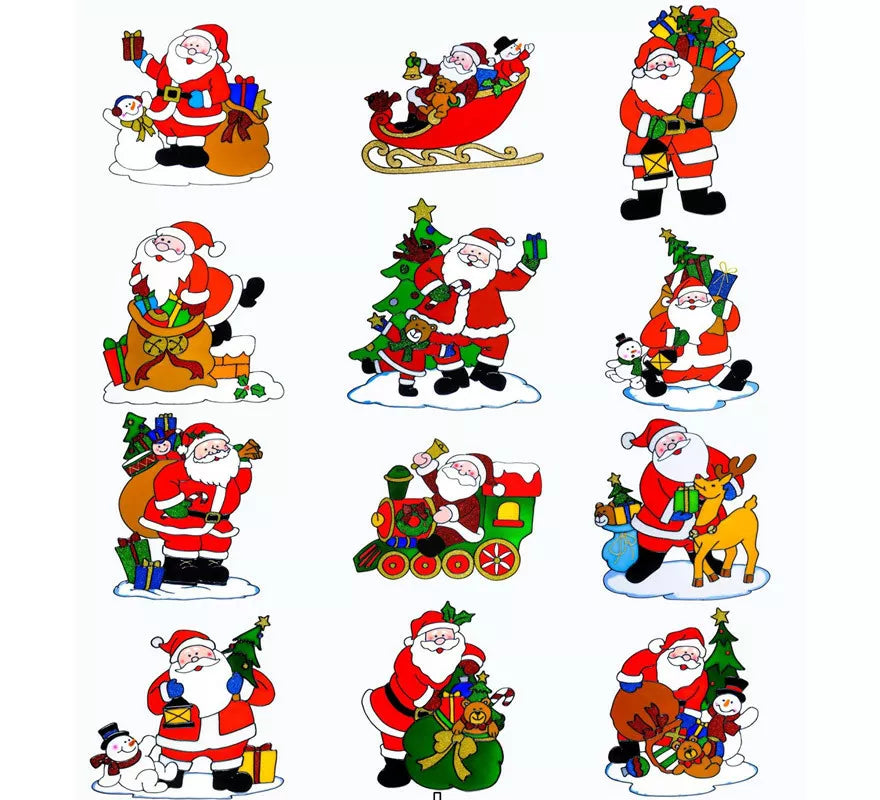 Pegatina Ventana Navidad Papá Noel Surtida en 12 Modelos de 30 cm
