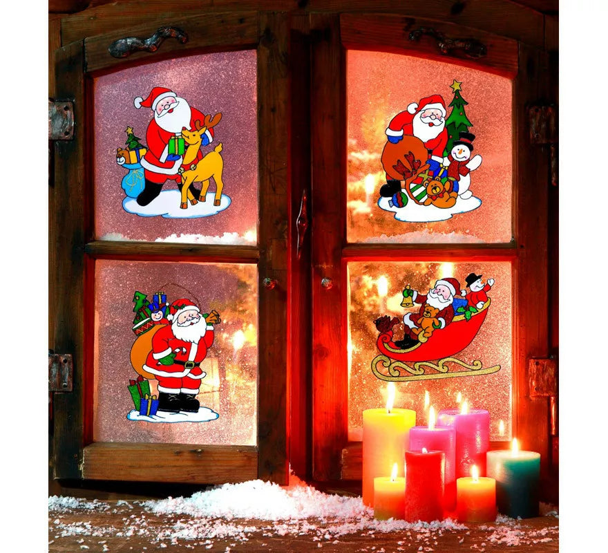 Pegatina Ventana Navidad Papá Noel Surtida en 12 Modelos de 30 cm