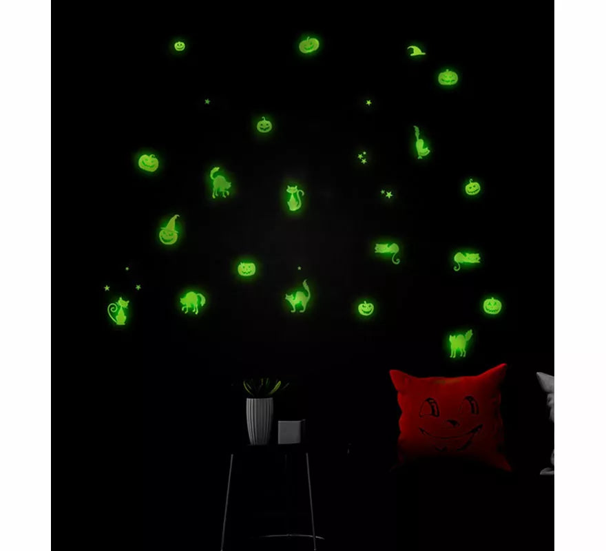 Translation missing: en.Pegatinas Calabazas y Gatos Fluorescentes de 21x15 cm