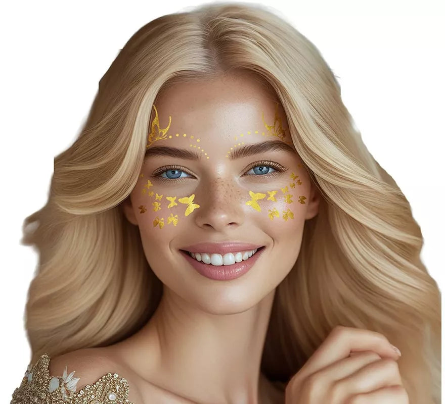 Pegatinas Faciales Adhesivas de Mariposas doradas