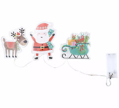 LED Gel Stickers 3 Santa Claus and Reindeer Figurines 15x30 cm