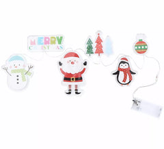 LED Gel Stickers, 6 Merry Christmas Figurines, 15x30 cm