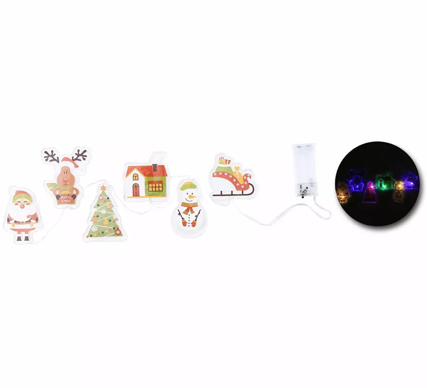Pegatinas Gel Led 6 Figuritas Navideñas de 15x35 cm