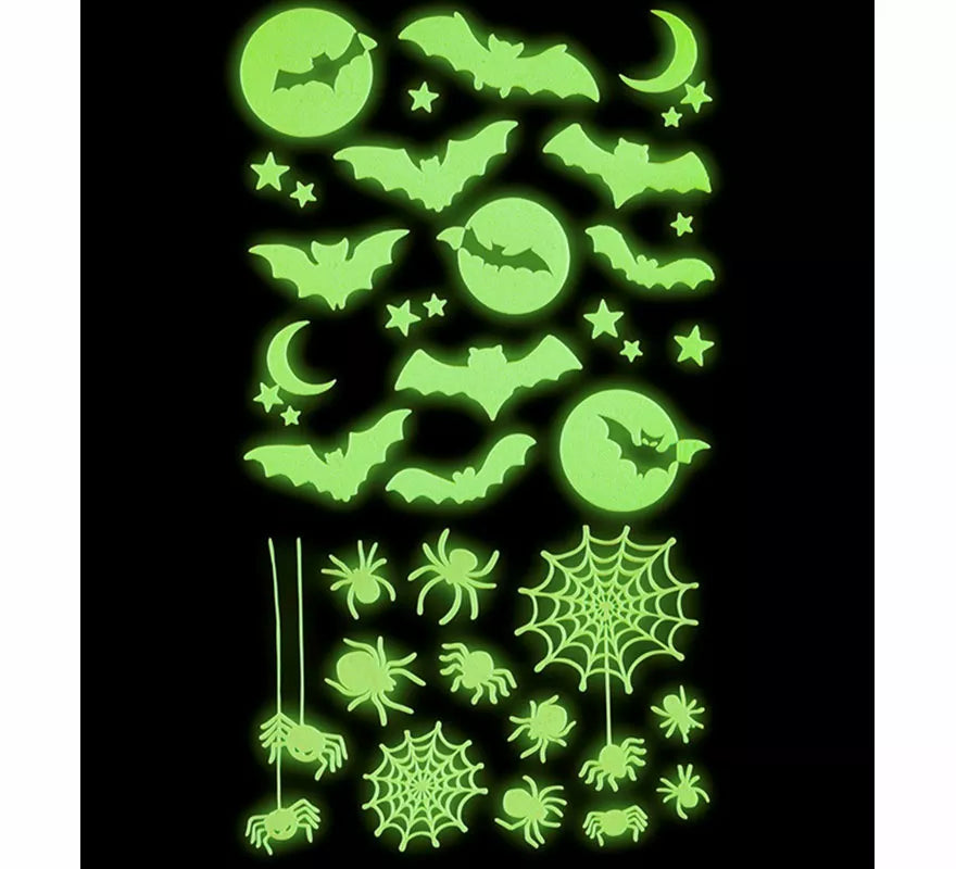 Translation missing: en.Pegatinas Murciélagos y Arañas Fluorescentes de 21x15 cm