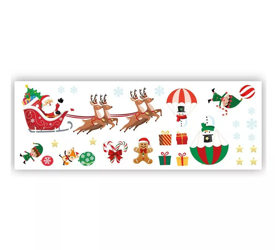 Pegatinas Trineo de Papá Noel adhesivas para pared de 25x70 cm