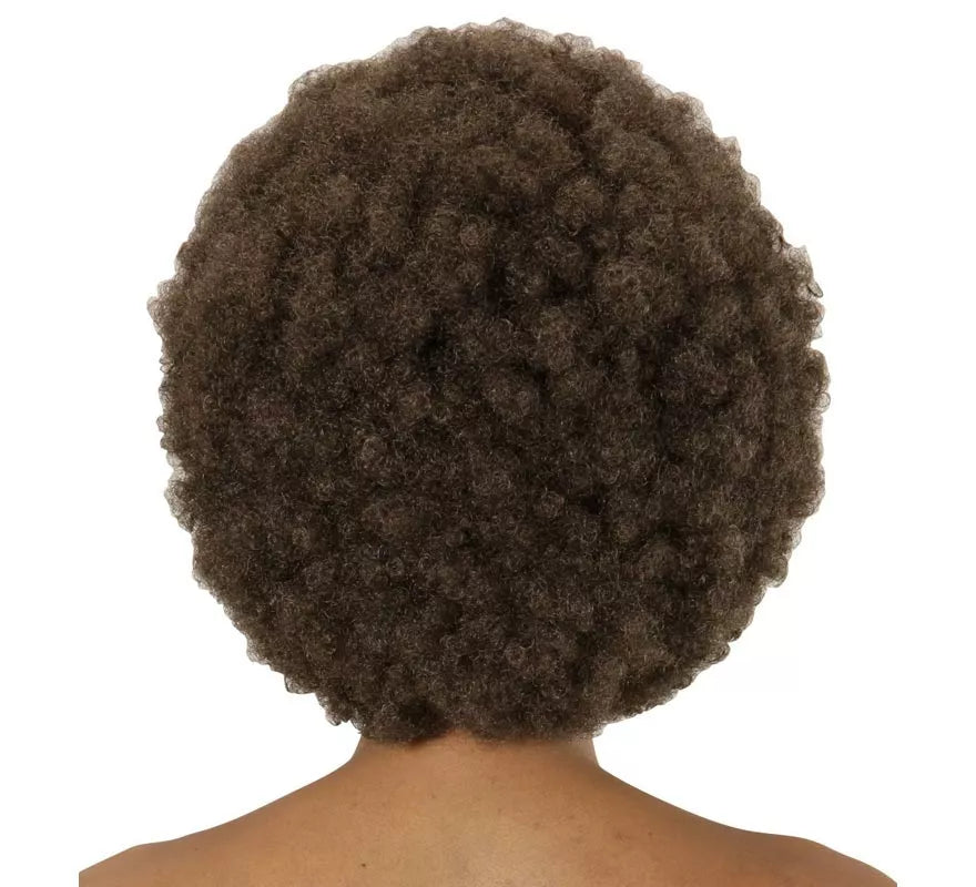 Peluca Afro castaña ajustable y lavable adulto