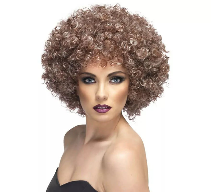 Translation missing: en.Peluca Afro color Castaño Cobrizo a mechas