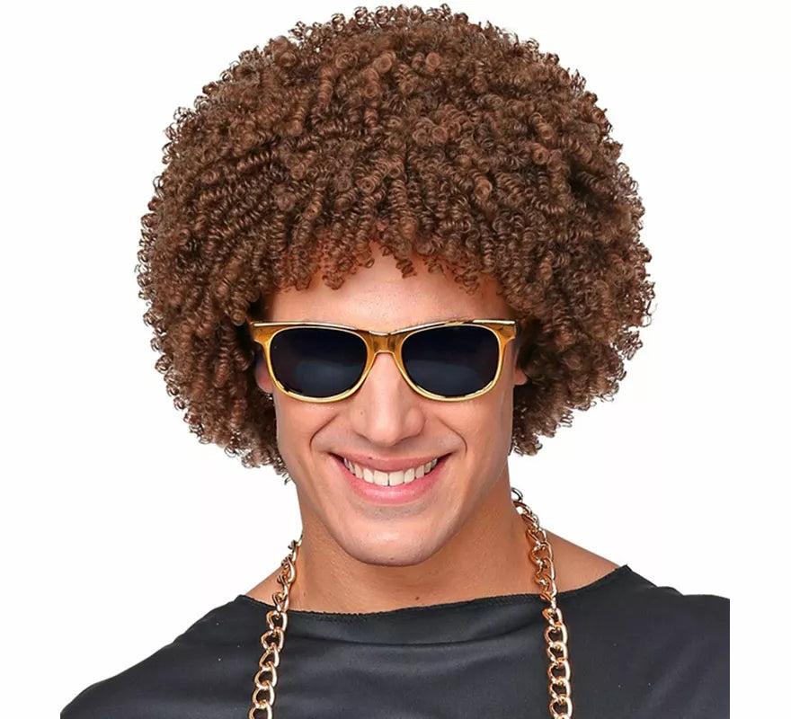 Peluca Afro Disco Años 70 marrón