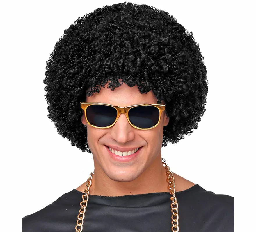 Peluca Afro Disco Años 70 negra