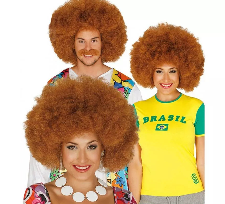 Peluca afro extra grande castaña