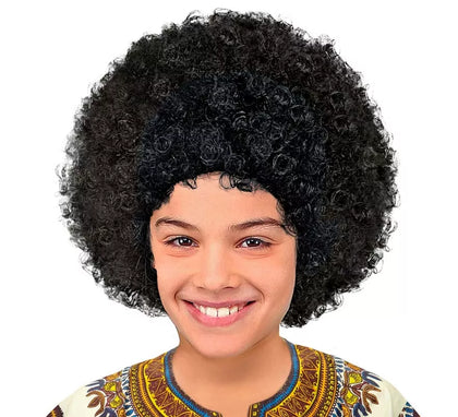 Peluca Afro negra en bolsa infantil