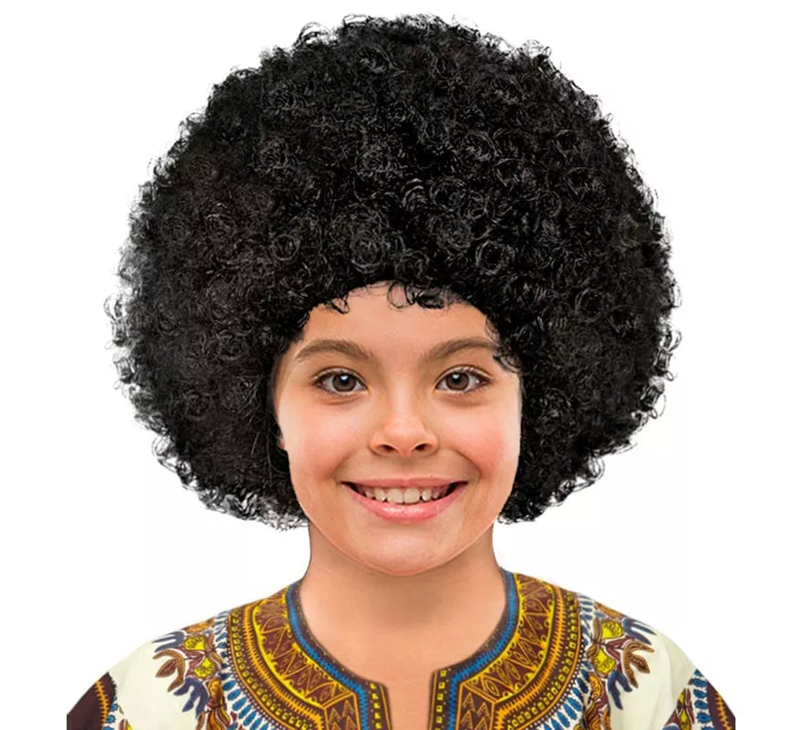 Translation missing: en.Peluca Afro negra en bolsa infantil