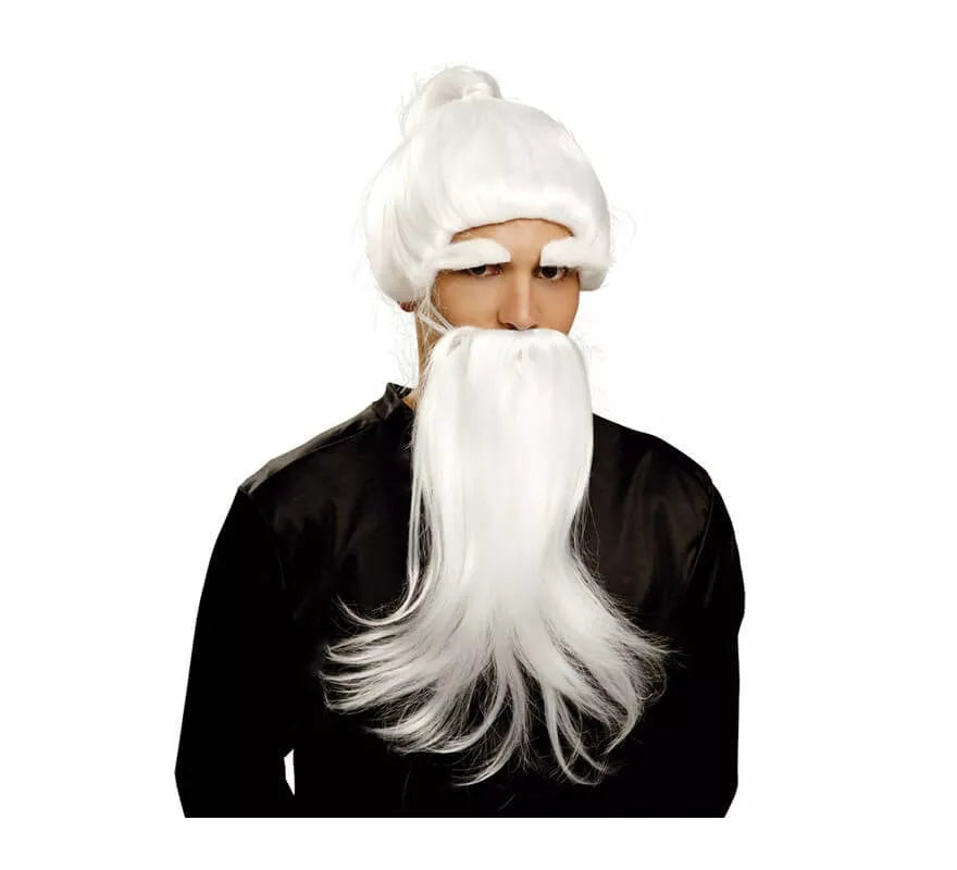 Translation missing: en.Peluca, barba y cejas de Fu Man Chu blanca