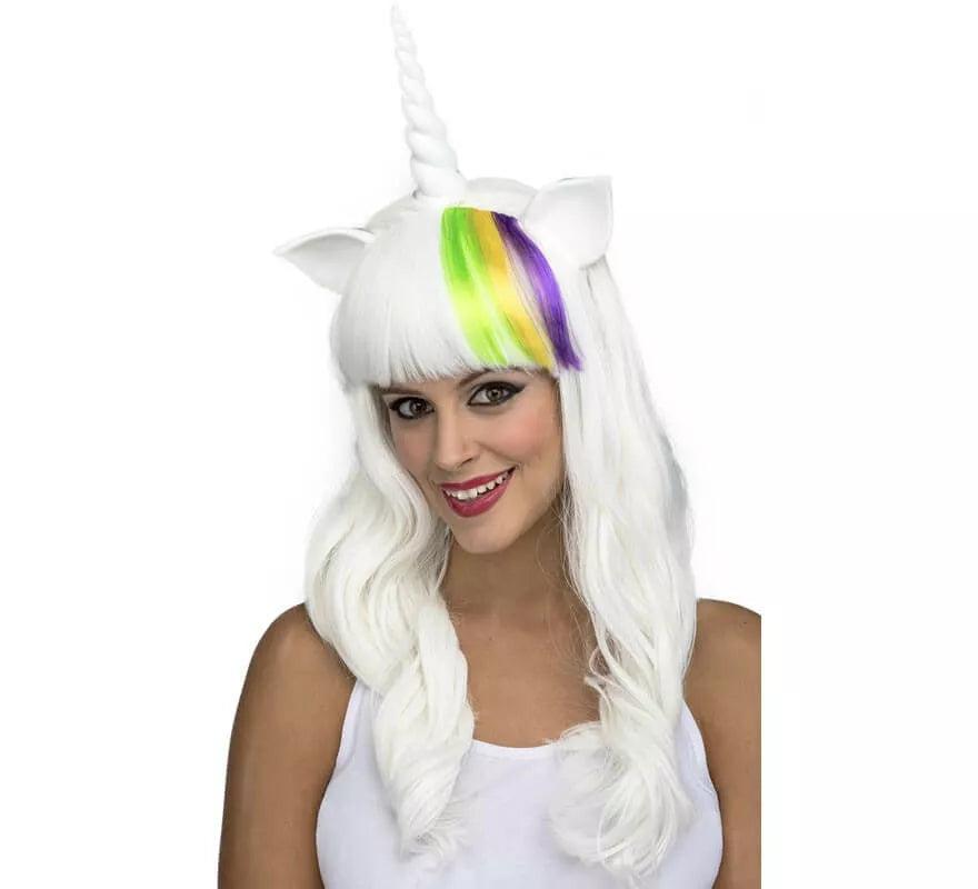 Translation missing: en.Peluca Blanca de Unicornio con Cuerno y Orejas