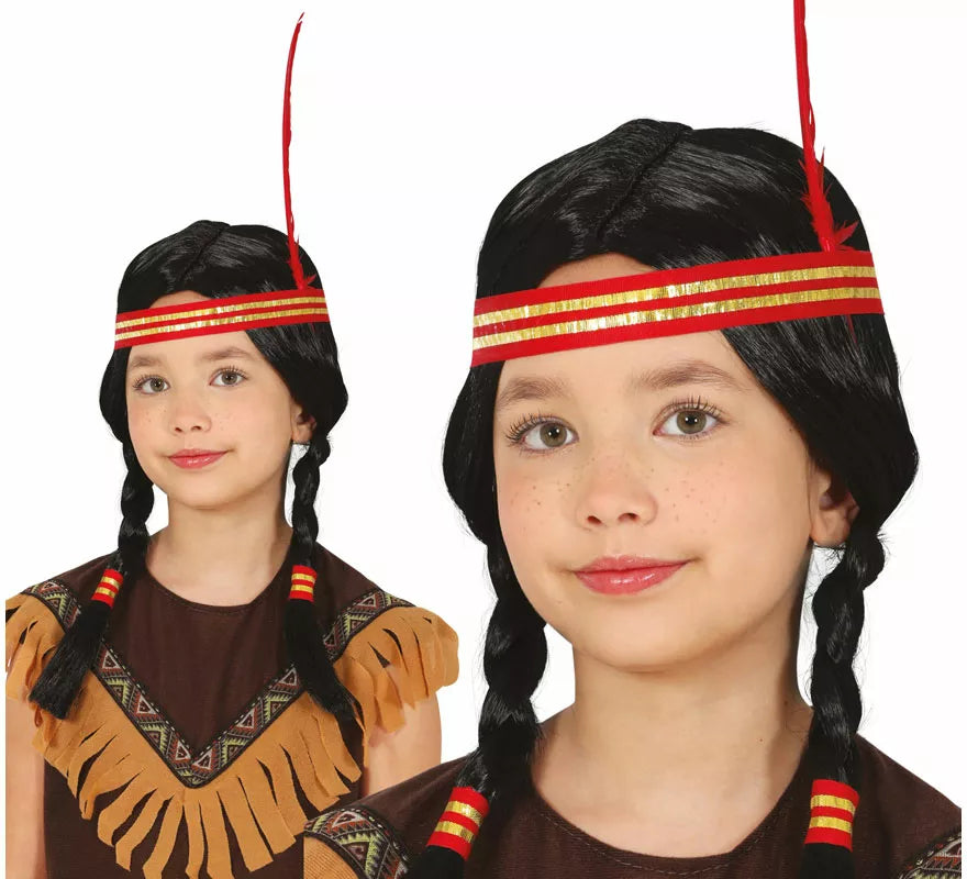 Peluca Coletas Indio en caja infantil
