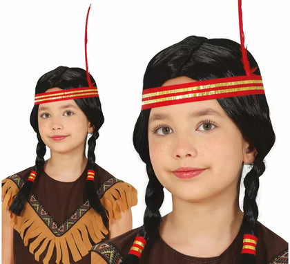 Peluca Coletas Indio en caja infantil