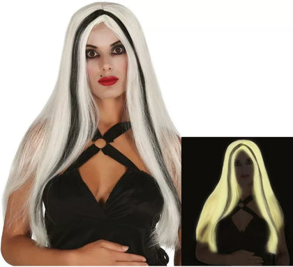 Peluca con brillo en la Oscuridad con mechas