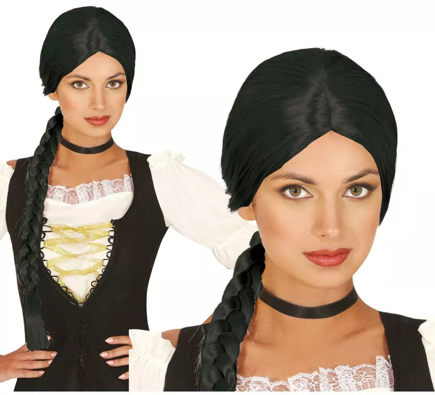Translation missing: en.Peluca con trenza negra de India o Tabenera
