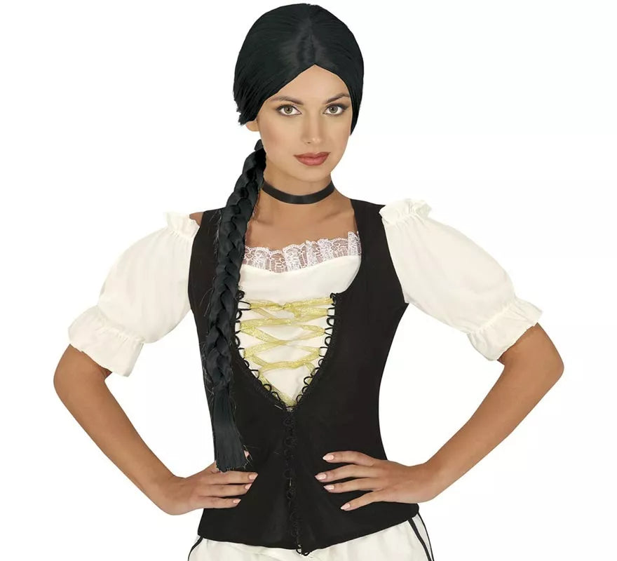 Peluca con trenza negra de India o Tabenera