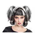 Peluca de Bruja blanco y negro con coletas