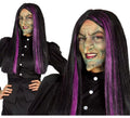 Peluca de Bruja con mechas lilas para Halloween