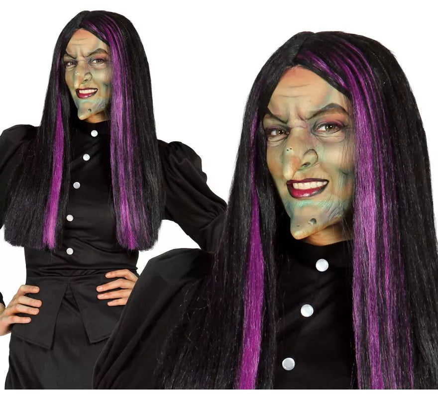 Translation missing: en.Peluca de Bruja con mechas lilas para Halloween