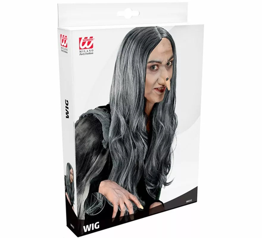 Peluca de Bruja Crudelia gris