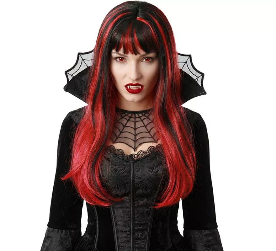 Peluca de Bruja roja y negra