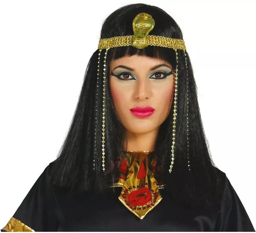 Peluca de Egipcia lisa negra