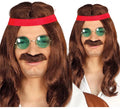 Peluca de Hippie con cinta y bigote