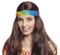 Peluca de Hippie larga castaña
