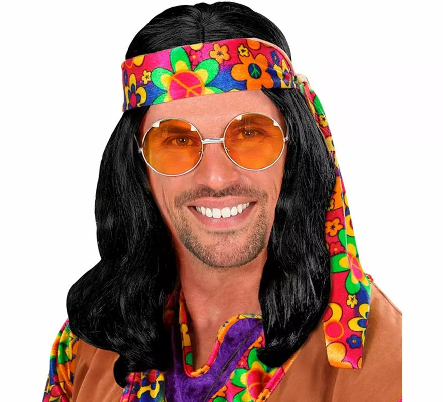 Translation missing: en.Peluca de Hippie negra con Bandana