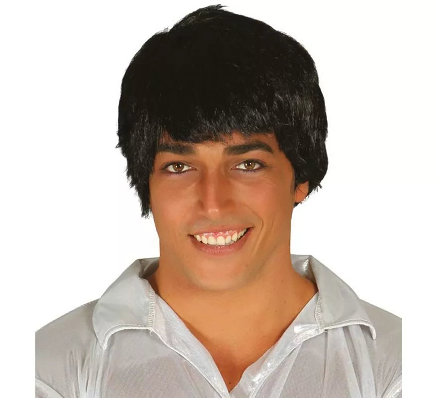 Peluca de Hombre Negra con flequillo