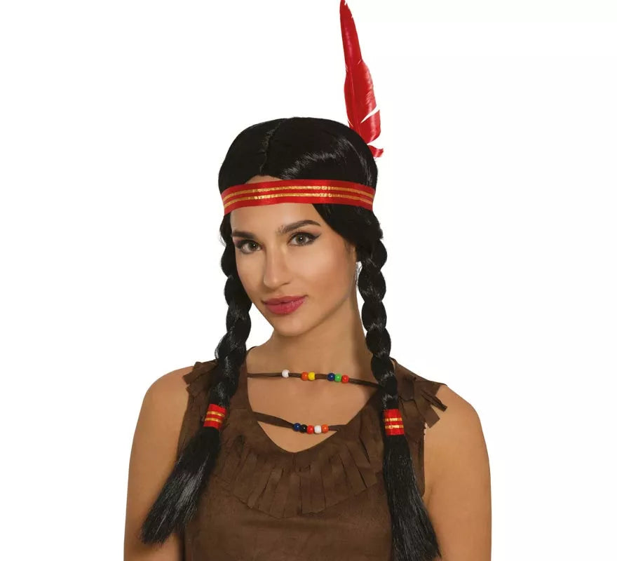 Peluca de India con cinta y pluma