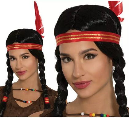 Peluca de India con cinta y pluma