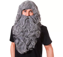 Gray wizard wig with long beard